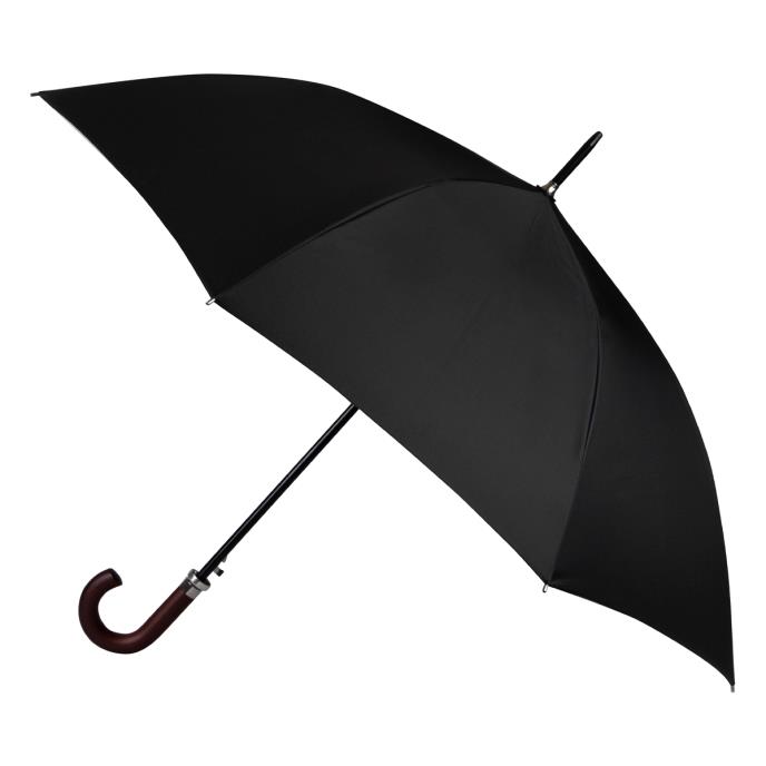 Auto Walker Wood Crook Plain Black Umbrella 